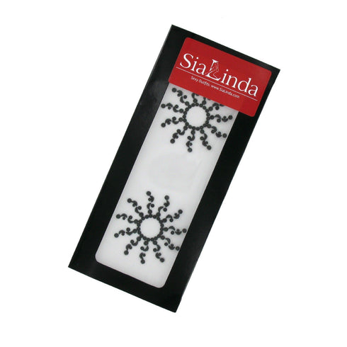 SiaLinda: Brust- und Körpertattoo Aoani schwarz, selbstklebend, 2er Set, Blumenmuster.